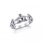 Irish Claddagh and Celtic Knotwork Silver Ring