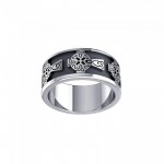 Celtic Cross with Celtic Knotwork Silver Ring