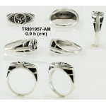Celtic Triskele Silver Ring with Gemstones