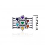 Heart Chakra Gemstone on Silver Stack Ring