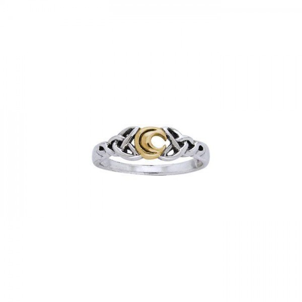 Celtic Moon Spell  Silver and Gold Ring M