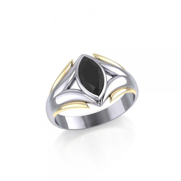Black Magic Marquis Silver & Gold Ring
