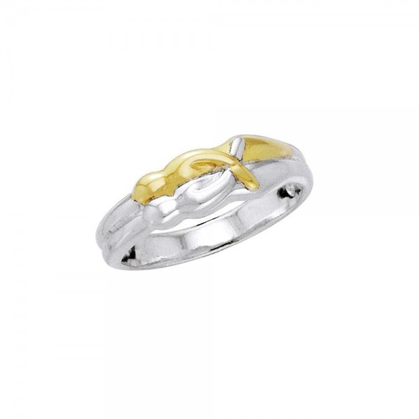 Venus and Mars Silver and Gold Ring