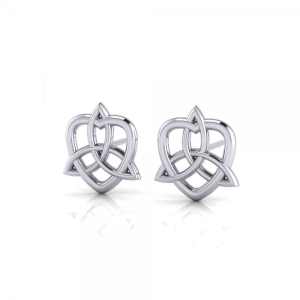 Celtic Trinity Knot Heart Post Earrings