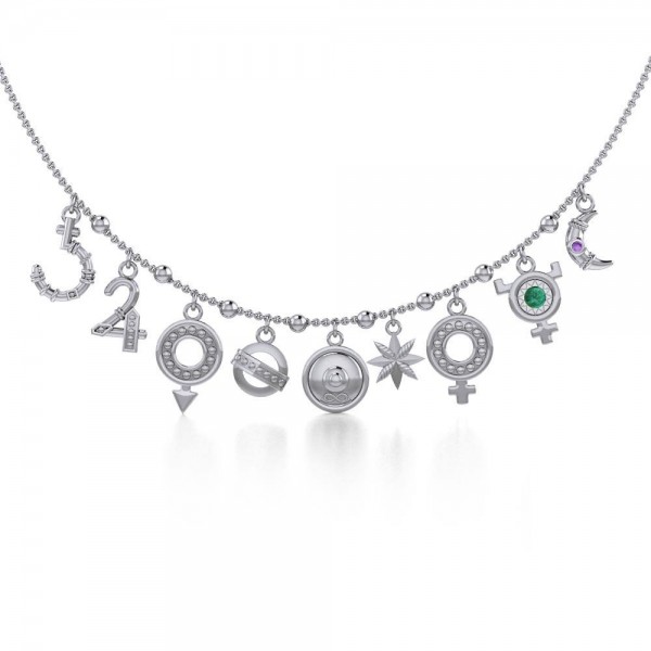 Alchemy of the Planet Silver Necklace with Gemstone