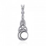 A symbolic source of lunar energy ~ Sterling Silver Celtic Crescent Moon Triquetra Pendant Jewelry