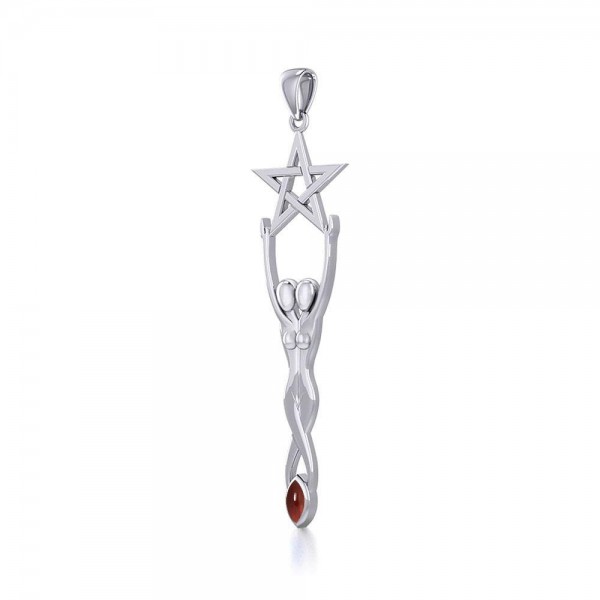 Twin Goddess with Pentacle Silver Pendant