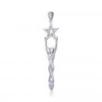 Twin Goddess with Pentacle Silver Pendant