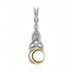 A wonderful start ~ Sterling Silver Celtic Crescent Moon Triquetra Pendant Jewelry in 14k Gold and Pink accent