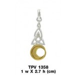 A wonderful start ~ Sterling Silver Celtic Crescent Moon Triquetra Pendant Jewelry in 14k Gold and Pink accent