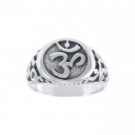 Enliven the sacred sound of OM~ Sterling Silver Jewelry Large Ring