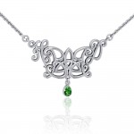 Happy Birthday Trinity Knot Monogramming Silver Necklace with Gem