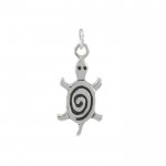 Turtle with Spiral Silver Charm