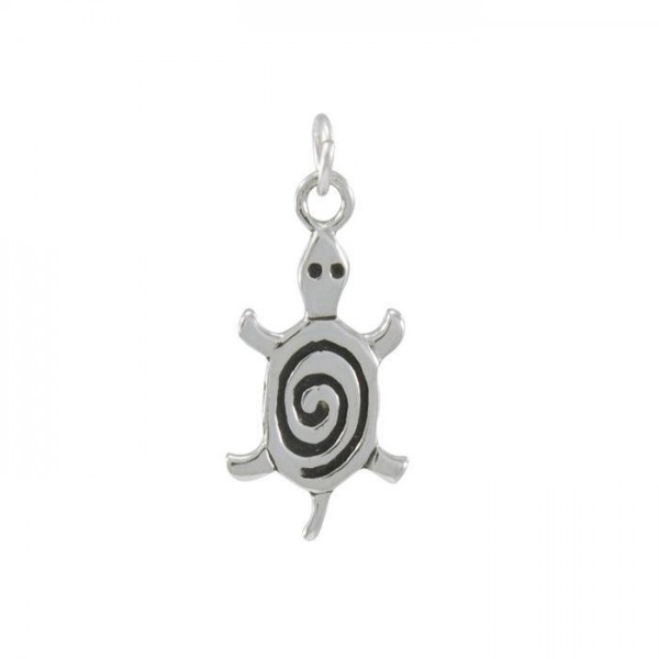 Turtle with Spiral Silver Charm