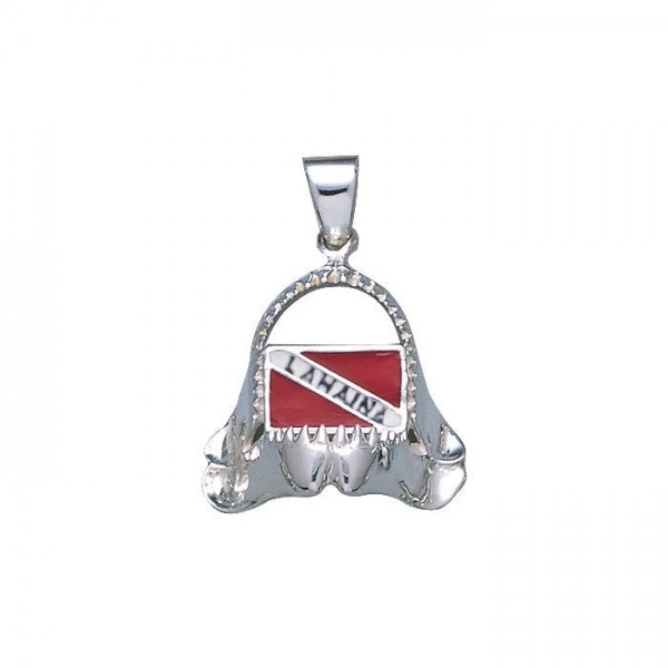 Shark Jaw with Dive Flag and Lahaina Island Silver Pendant