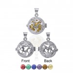 Global Harmony in Om ~ 16mm boule d’harmonie carillon avec une cage pendentif de bijoux en argent sterling de 25mm