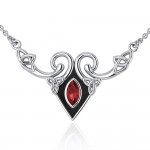 A gift of the world ~ Sterling Silver Celtic Triquetra Necklace Jewelry with Gemstones