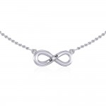 Infinity Love For Mom Silver Necklace with Single Gem