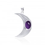 Glow in the Light of the Beautiful Crescent Moon ~ Sterling Silver Jewelry Pendant with Gemstone