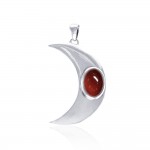 Glow in the Light of the Beautiful Crescent Moon ~ Sterling Silver Jewelry Pendant with Gemstone