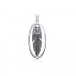 Eagle Head with Feather Sterling Silver Pendant