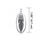 Eagle Head with Feather Sterling Silver Pendant