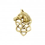Solid Gold Horsehead Knotwork Solid Gold Pendant
