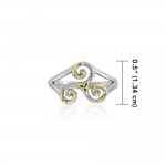 An elegant threefold symbolism of Celtic Triquetra ~ Sterling Silver Ring with 18k Gold Accent