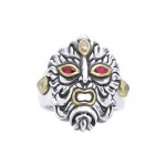 Silver and Gold Green Man Ring