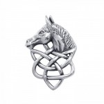 Sterling Silver Celtic Knotwork Horse Pendant