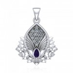Angel Wings and Lotus with Gemstone Pendant