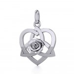 Trinity in Heart with Rose Silver Pendant