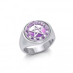 Pentacle with Moon Phase Flip Ring