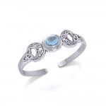 Un enchantement lunaire absolu ~ Celtic Blue Moon Sterling Silver Cuff Bracelet avec un centre de table en pierre précieuse