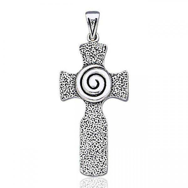 Celtic Cross Swirl Silver Pendant