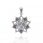 Sun God Sterling Silver Pendant with Gemstone