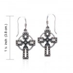 Celtic Cross with Marcasite Sterling Silver Earrings