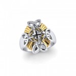 When traditional meets the contemporary ~ Sterling Silver Jewelry Celtic Cross Ring with 18k Gold accent