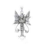 Amy Brown Caffeine Overload Fairy Sterling Silver Jewelry Pendant