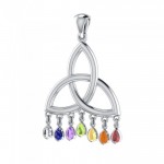 The life significance of three ~ Celtic Knotwork Triquetra Sterling Silver Pendant Jewelry with Chakra Gemstones