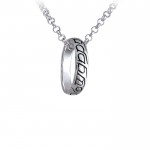 Stylized Elven Ring of Power Silver Ring & Chain Set