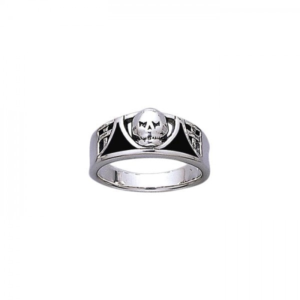 Skull Ring Band Ring with Enamel