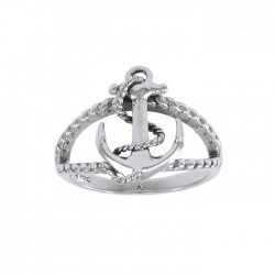 Rope Anchor Sterling Silver Ring 
