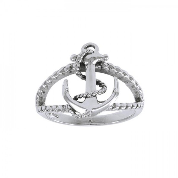 Rope Anchor Sterling Silver Ring