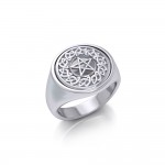 Silver Celtic Pentagram Pentacle Flip Ring