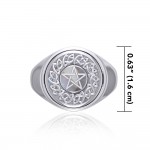 Argent Celtic Pentagram Pentacle Flip Ring