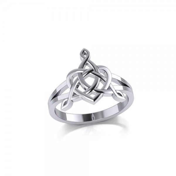 Celtic Father-Mother-Child Family A Born For Eternity Triquetra or Trinity Heart Silver Ring