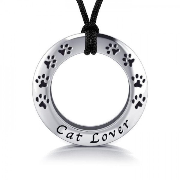 Cat Lover Silver Pendant and Cord Set