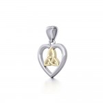 Celtic Trinity Heart Silver and Gold Pendant