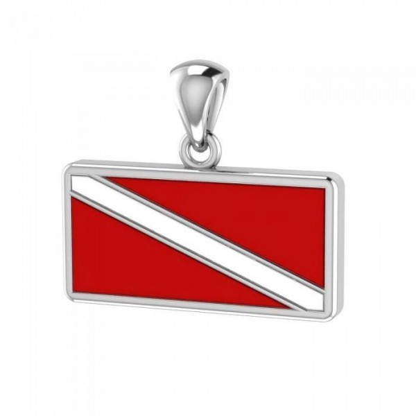 Believe and dive further ~ Sterling Silver Jewelry Dive Flag Pendant